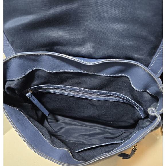 Cole Haan Felicity Pebbled Leather Backpack Multi Pocket & Woven Zip Detail Blue - Picture 12 of 14